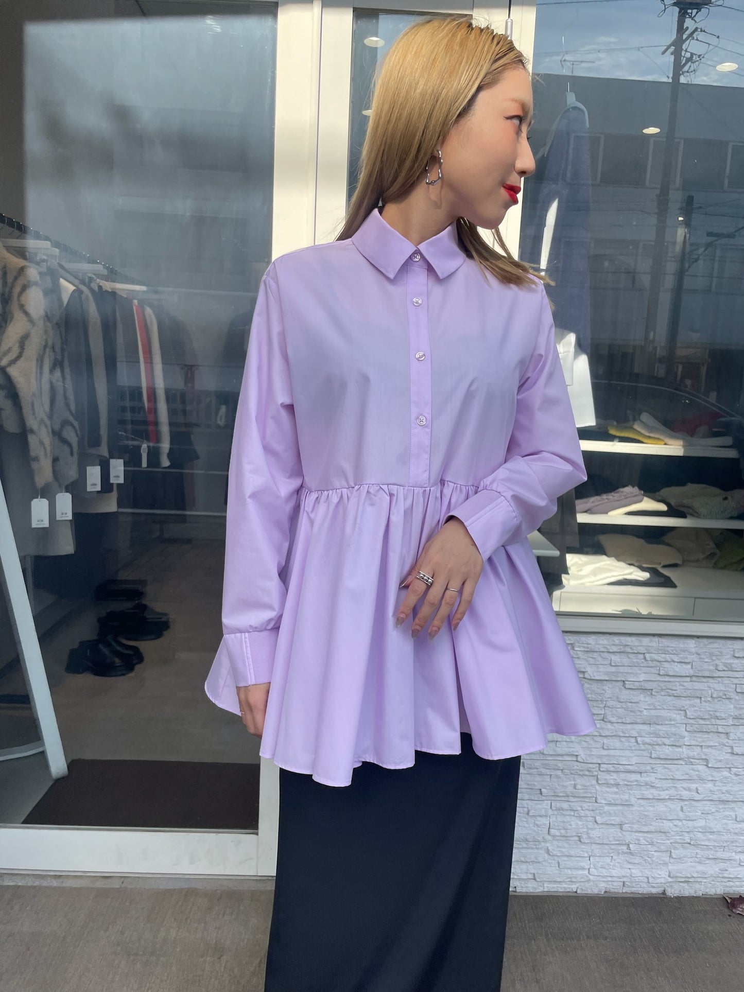 ギャザーフレアブラウス