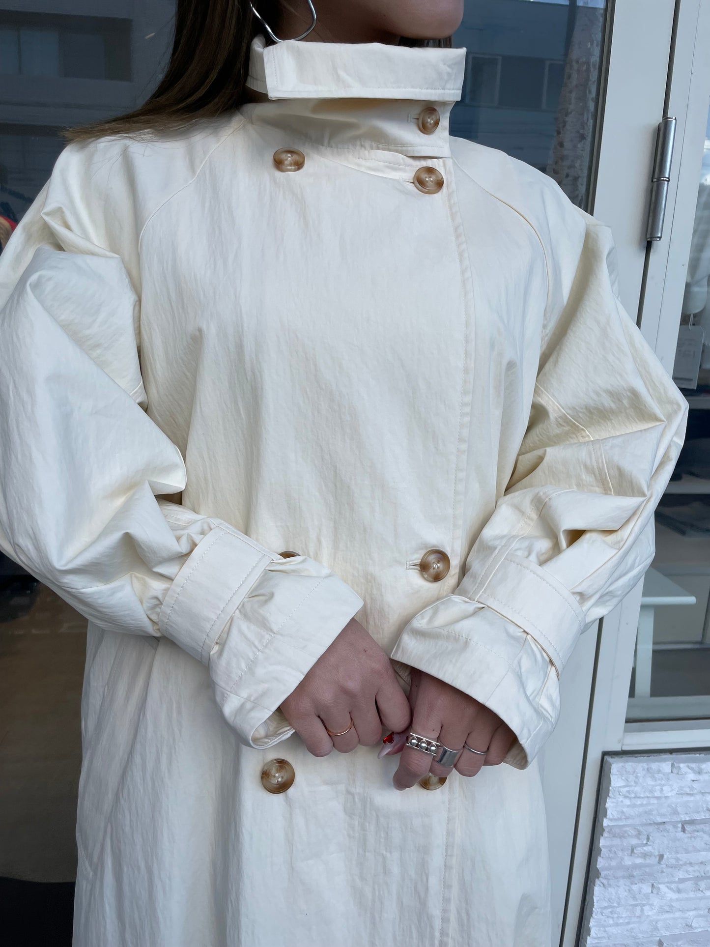 スタンドカラースプリングコート