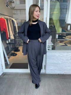 ロングスリーブチョーカーライクリブニット