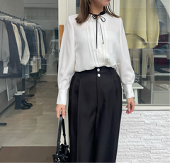 【再入荷】細ボウタイブラウス