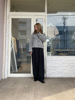 チュールフリンジニットカーディガン