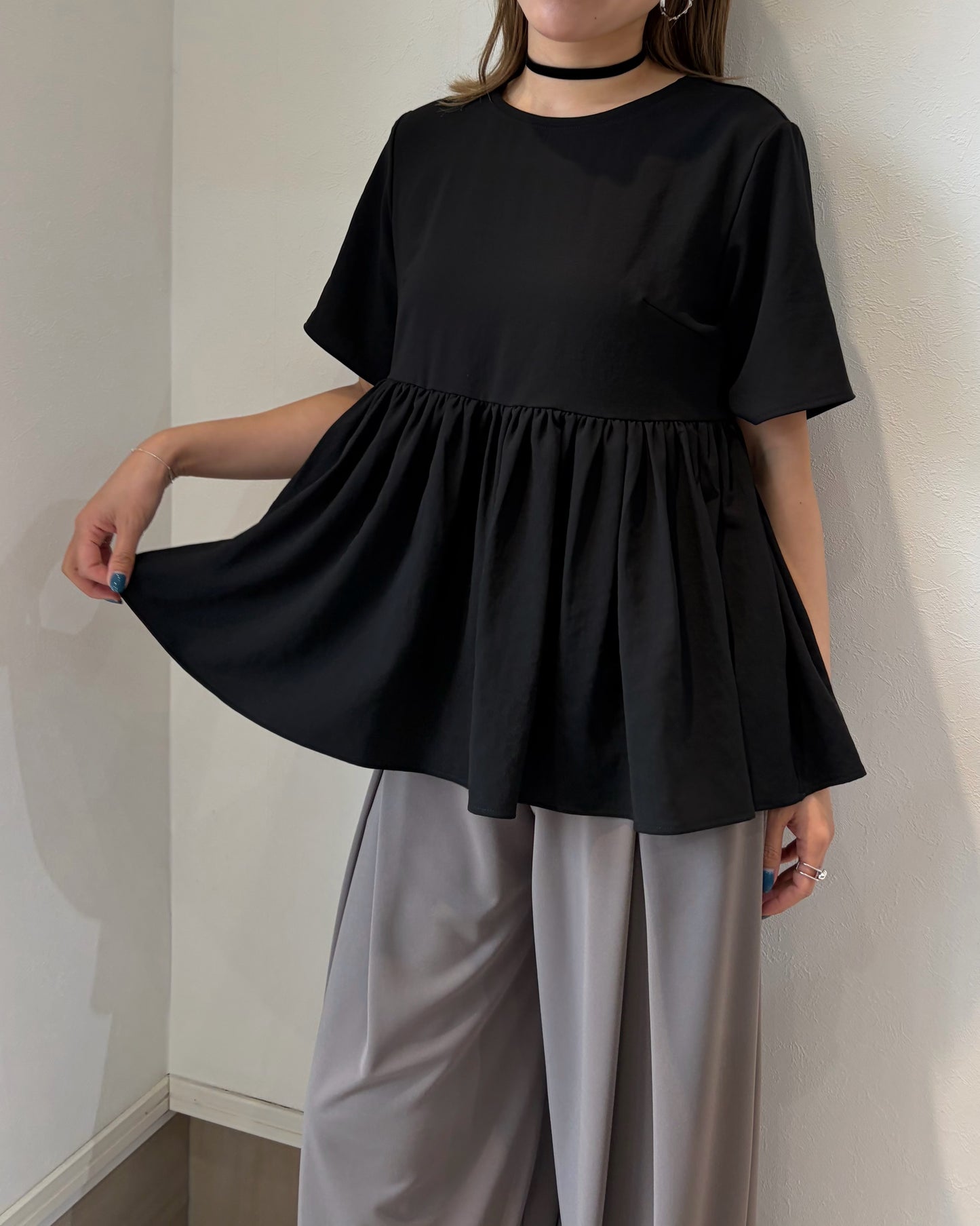 ストレッチシフォンフリルブラウス