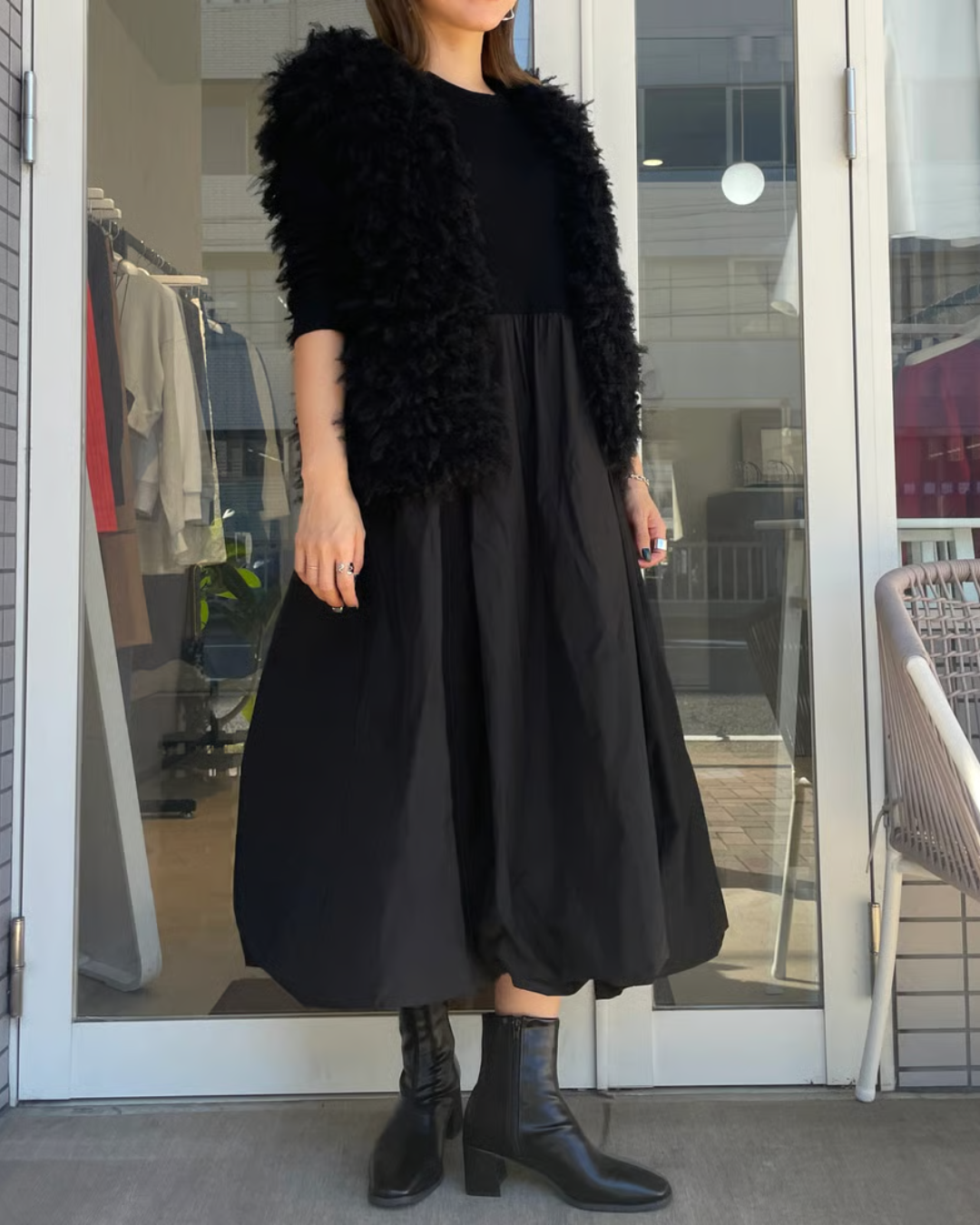 ロングスリーブドッキングバルーンワンピース