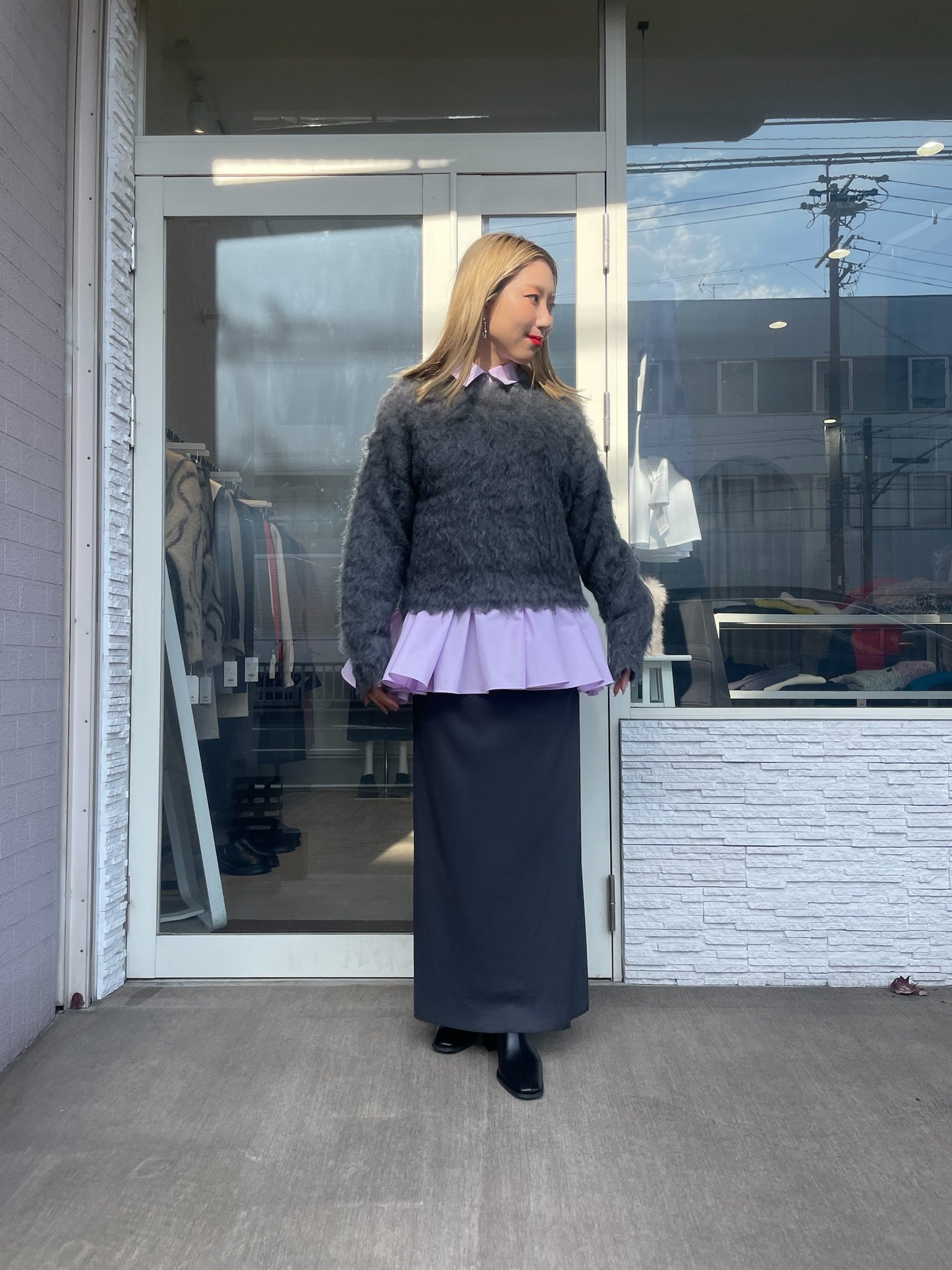 ギャザーフレアブラウス