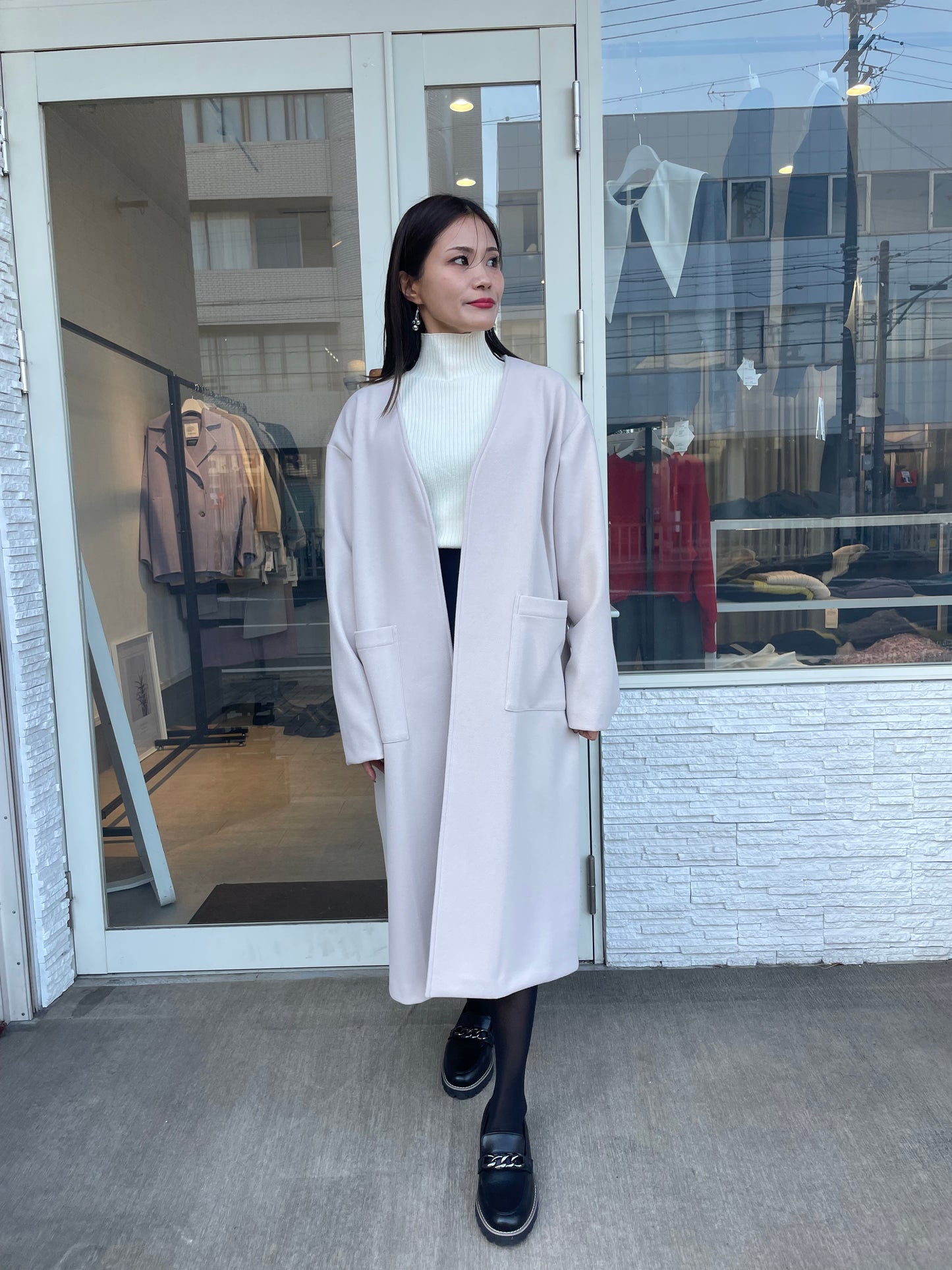 ウールライクロングカーディガン