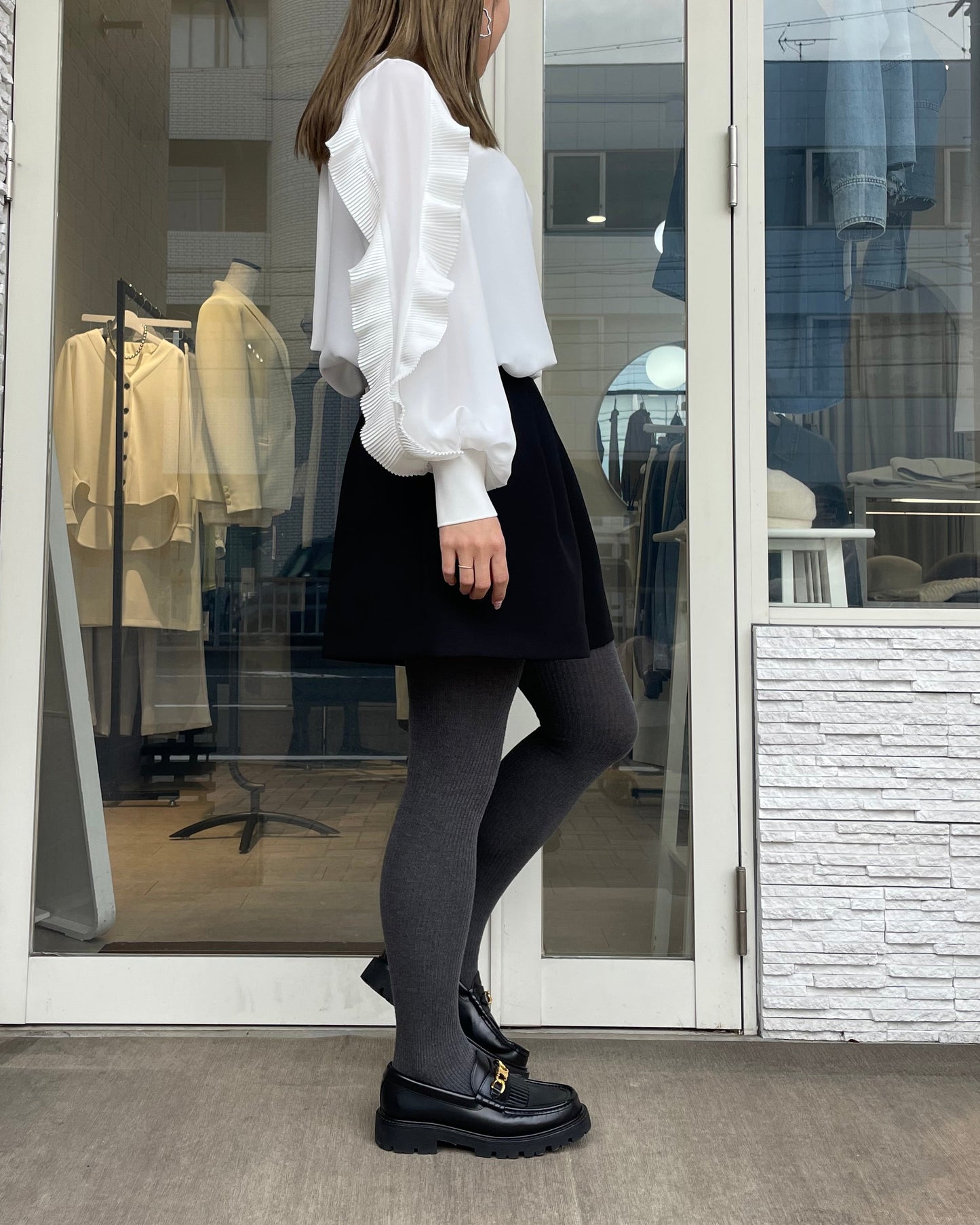 プリーツスリーブブラウス