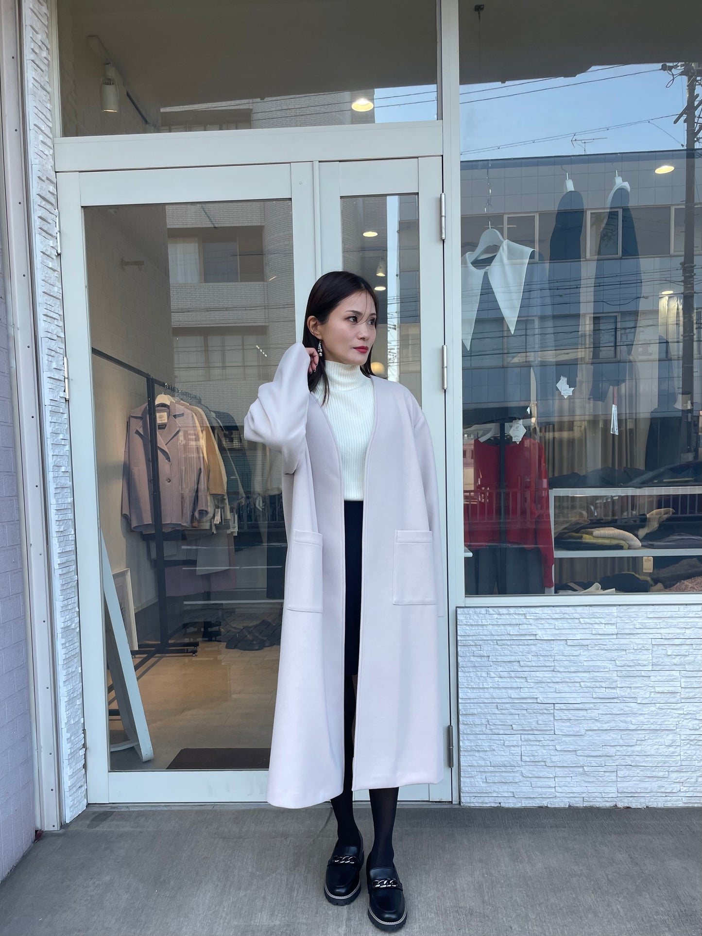 ウールライクロングカーディガン