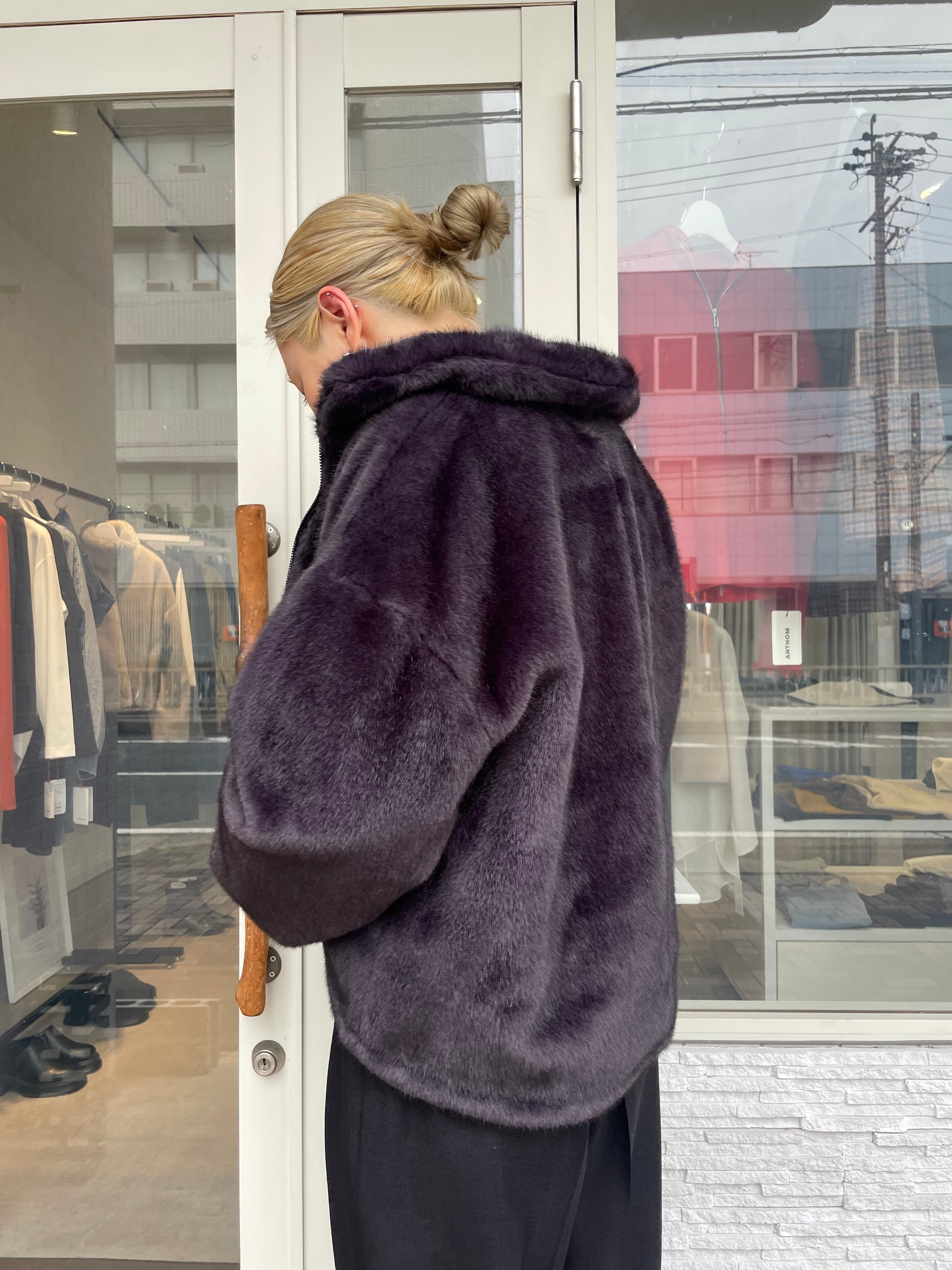 新品タグ付き　フェイクミンクファー フーデッドブルゾン フェイクミンクファーフーディーブルゾン|allureville OFFICIAL