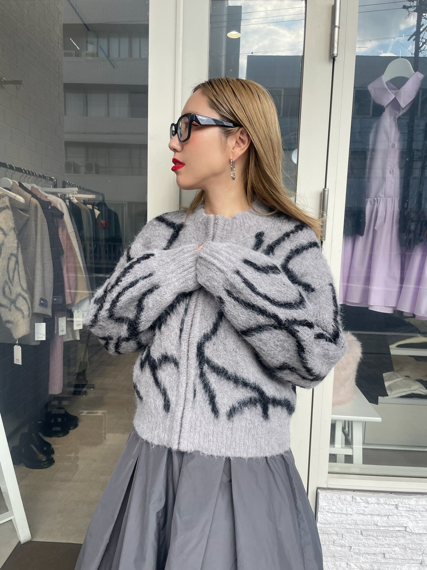 ニュアンスラインシャギージップジャケット