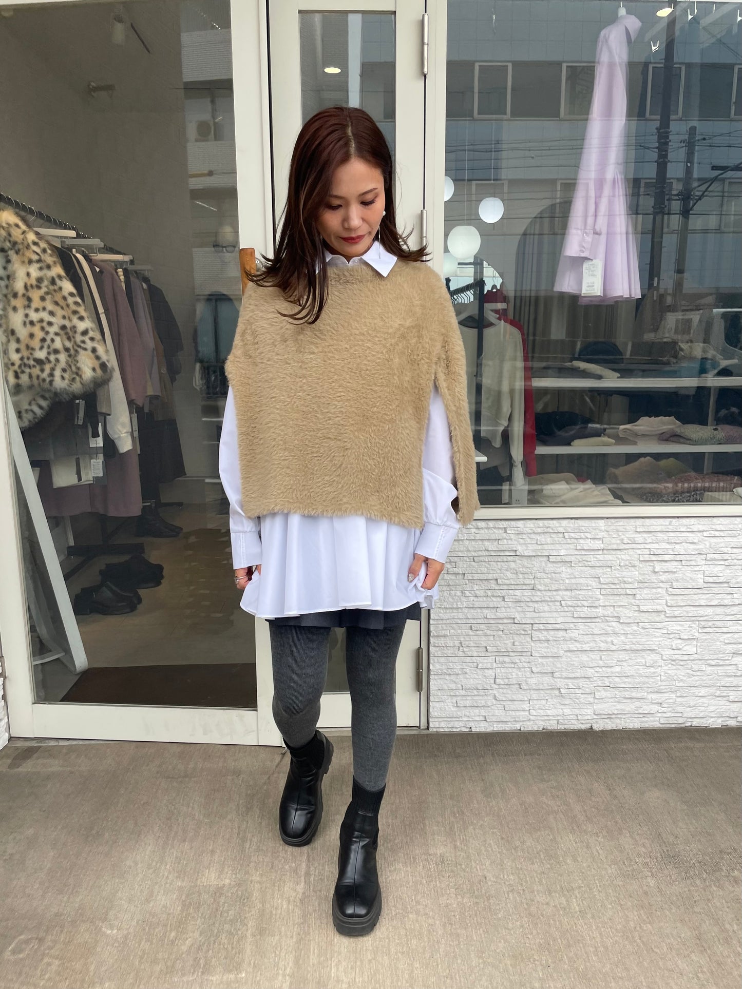 シャギーニットケープ