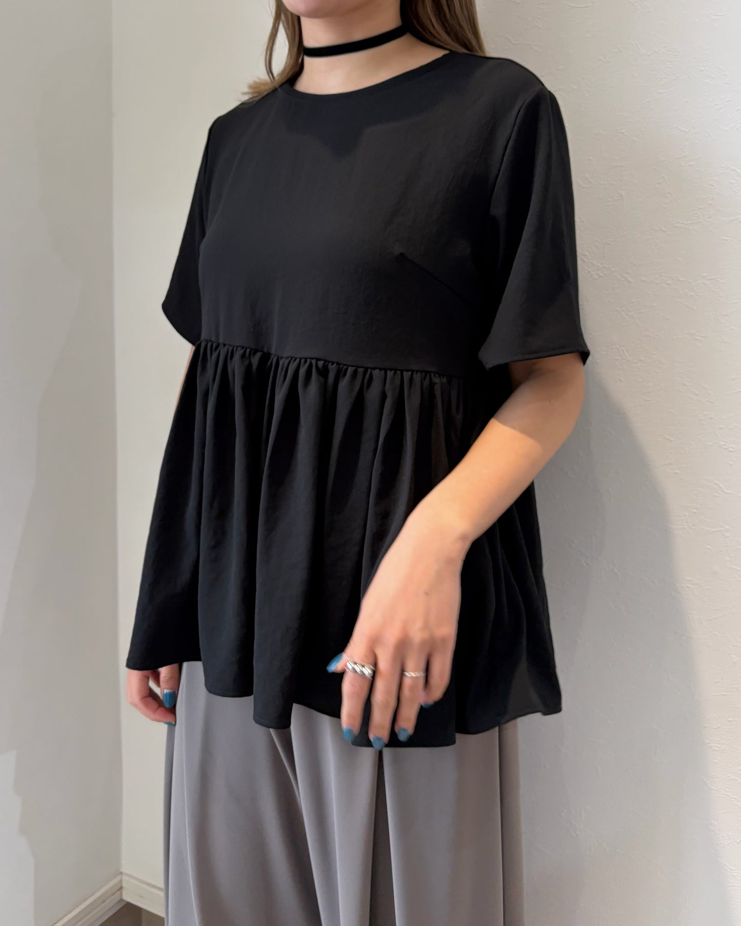 ストレッチシフォンフリルブラウス