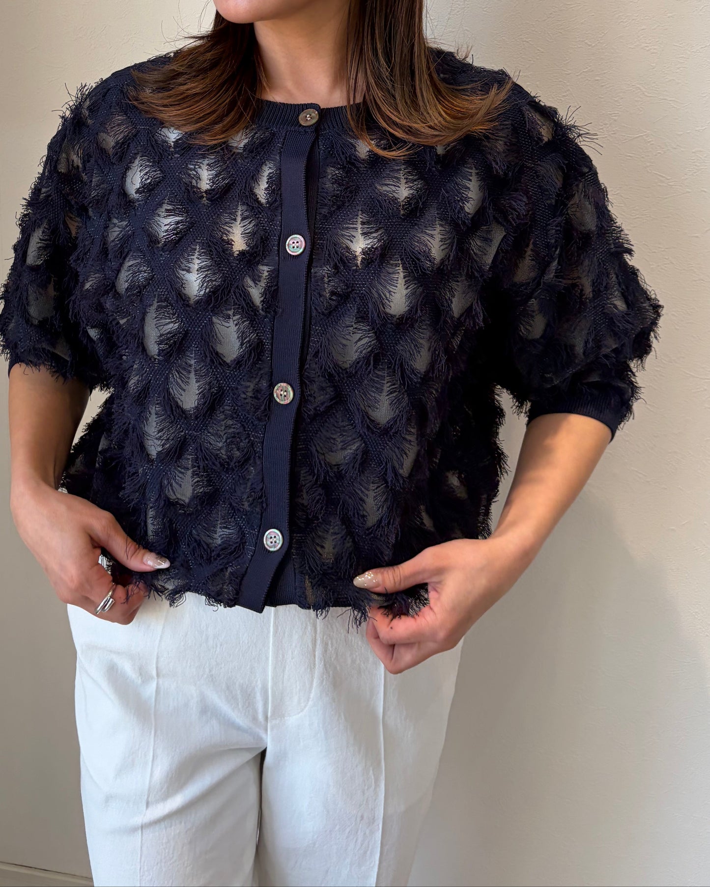 フリンジニットカーディガン
