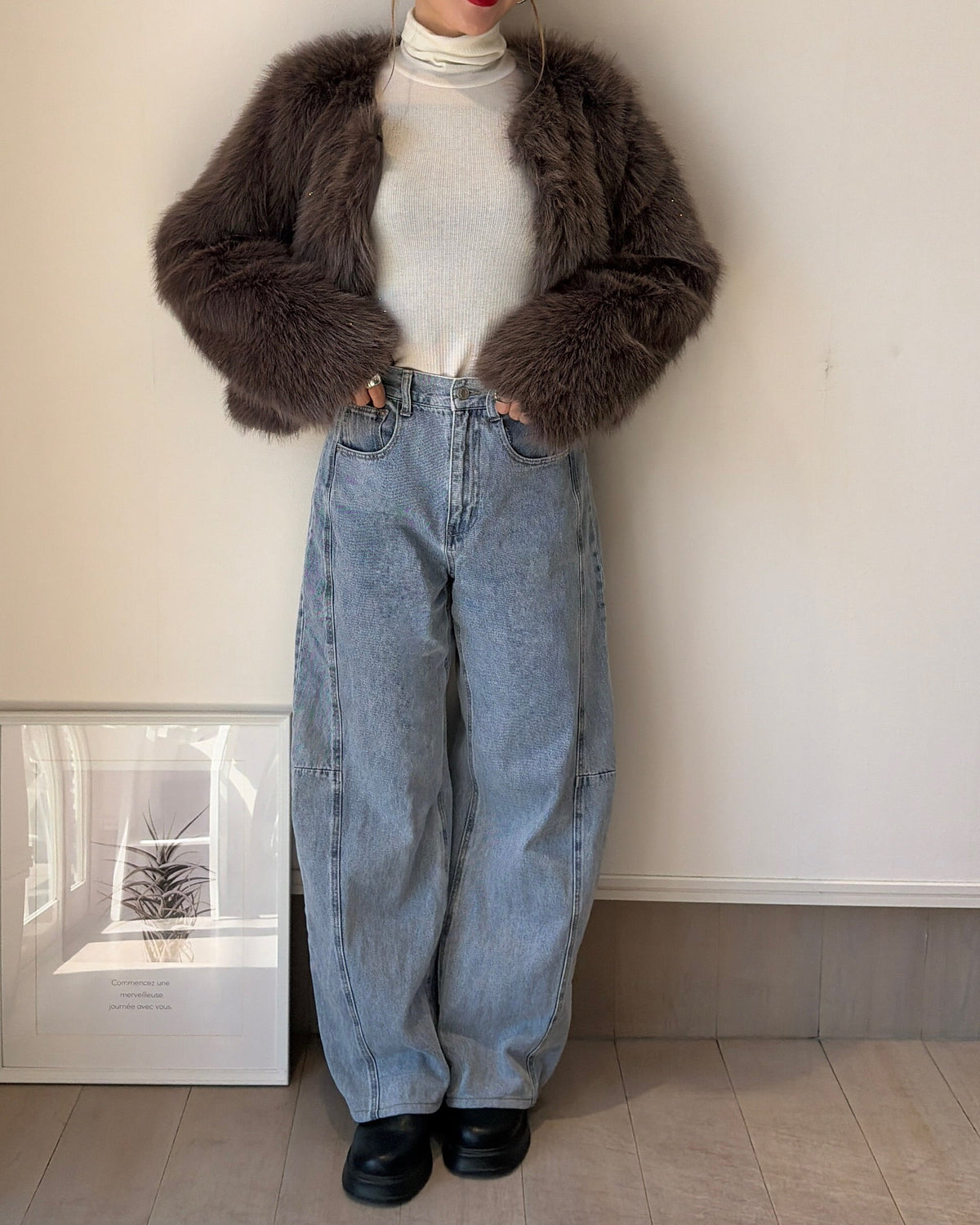 グリッターショートファージャケット