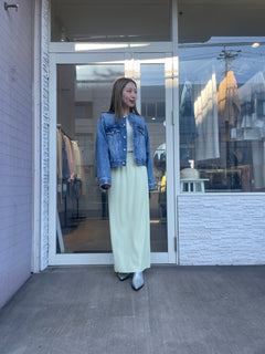 ノーカラーデニムジャケット