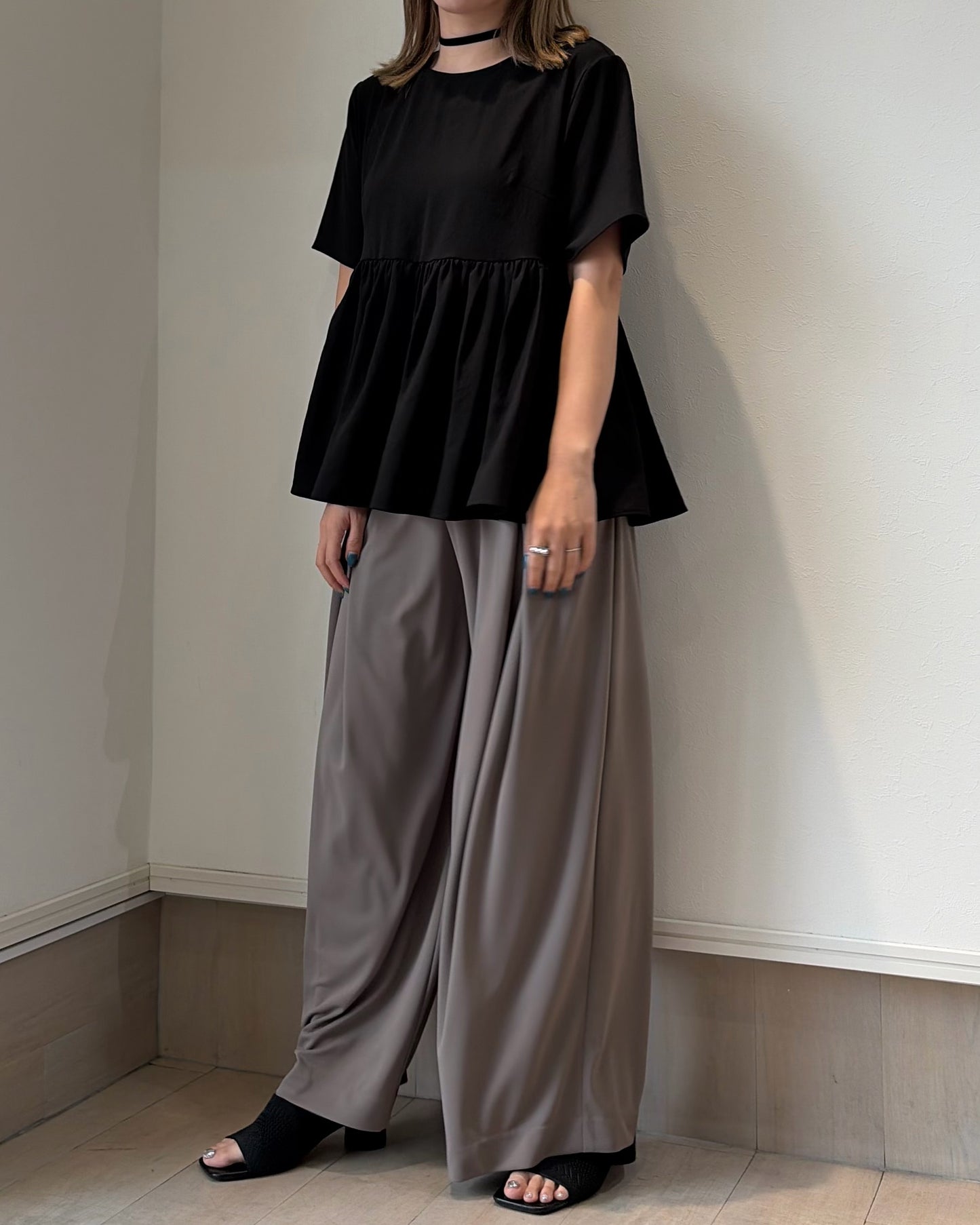 ストレッチシフォンフリルブラウス