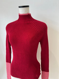 バイカラーアームリブニット