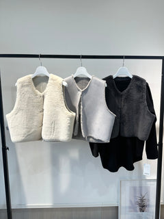 リバーシブルエコムートンショートファーベスト