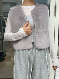 リバーシブルエコムートンショートファーベスト