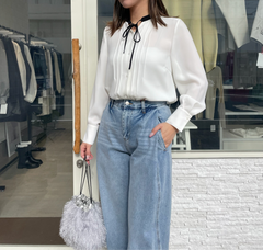 【再入荷】細ボウタイブラウス