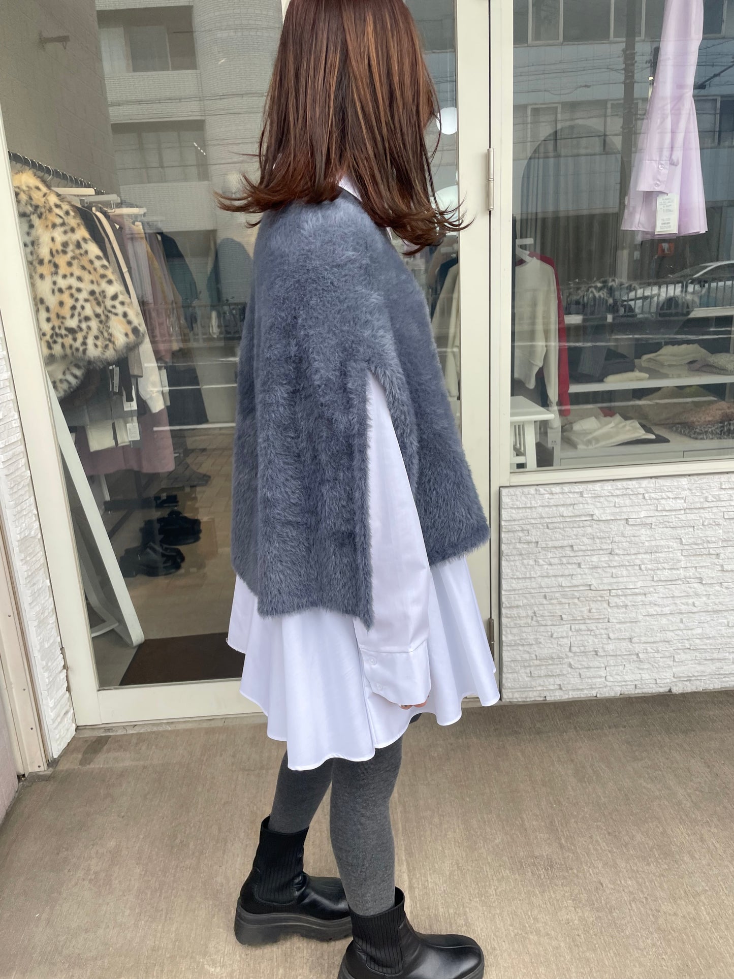 シャギーニットケープ