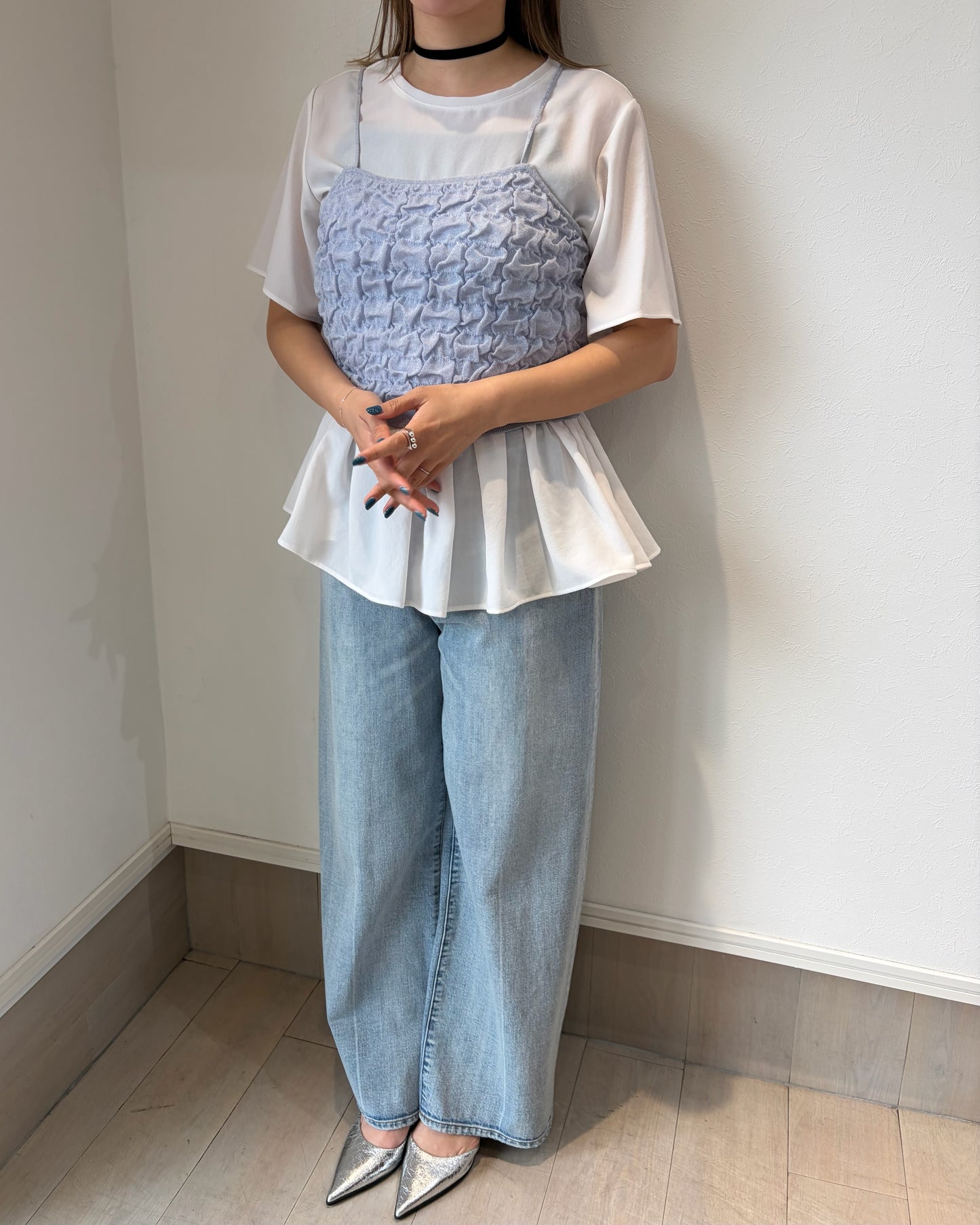 ストレッチシフォンフリルブラウス