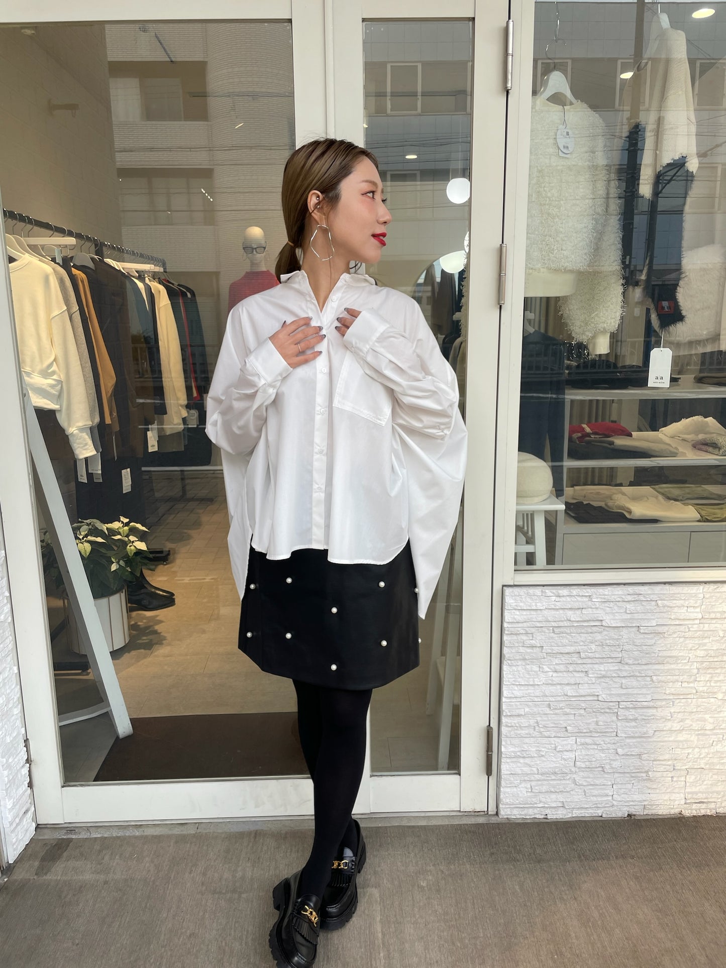 バックギャザーワイドブラウス