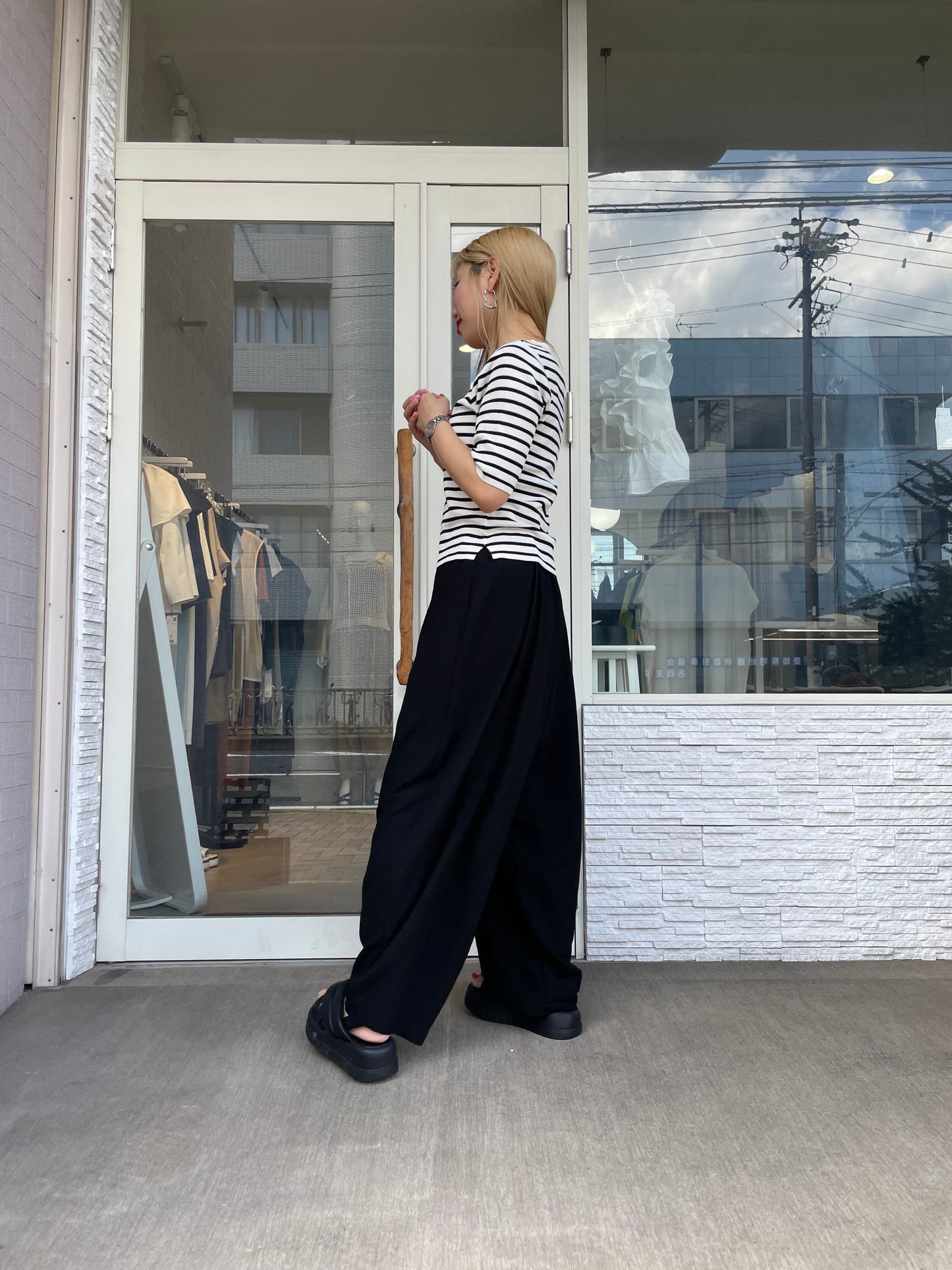 ストレッチシフォンボリュームパンツ