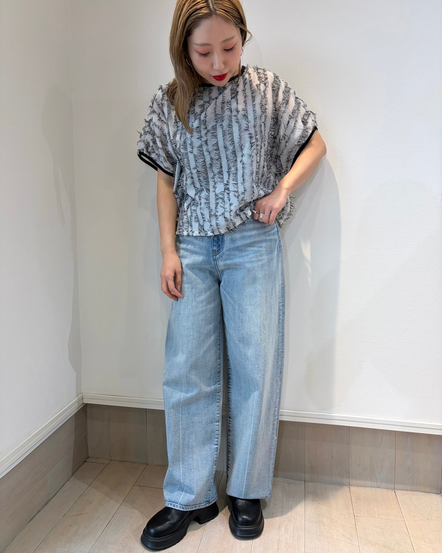 ハイウエストワイドデニム