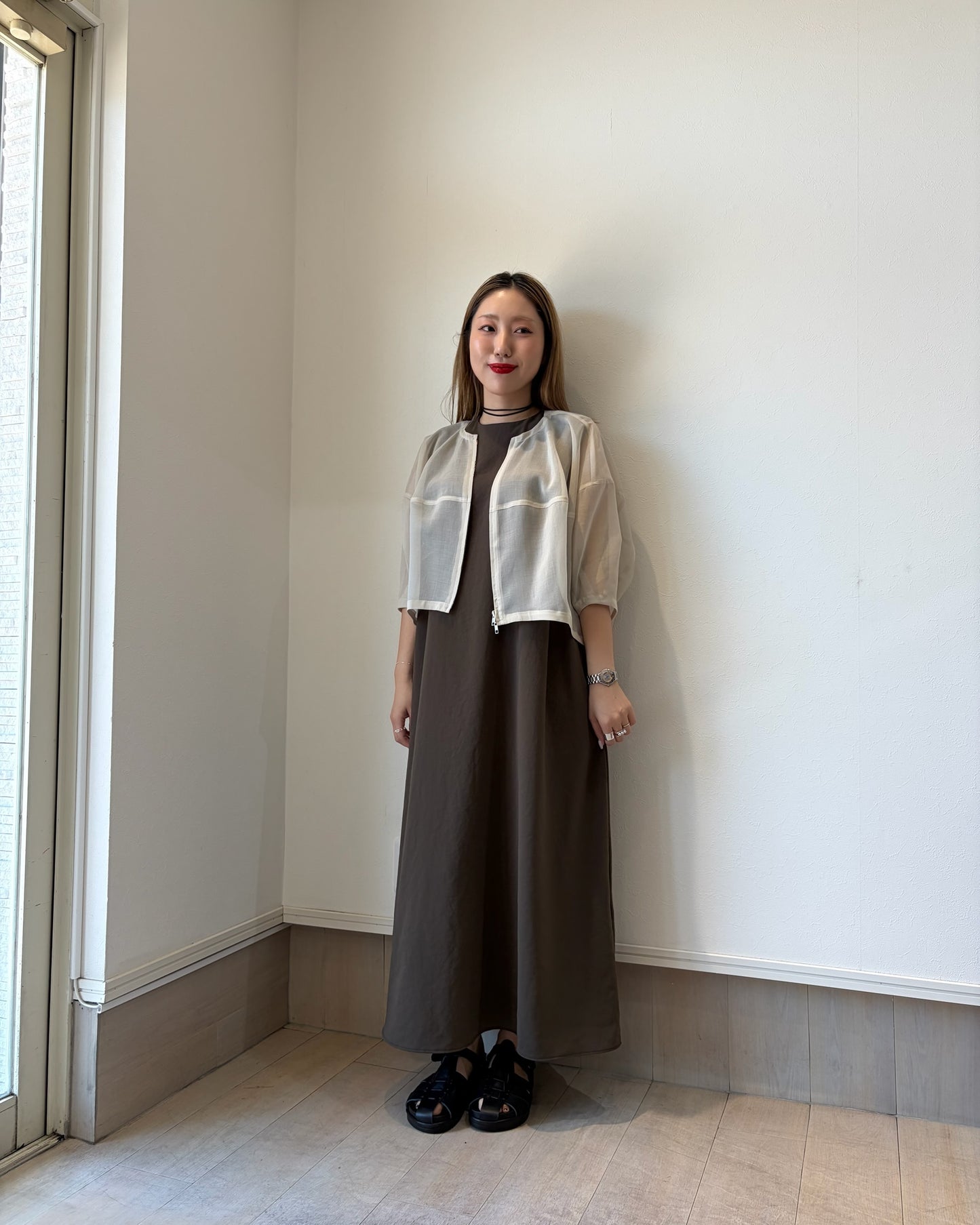 ストレッチシフォンワンピース