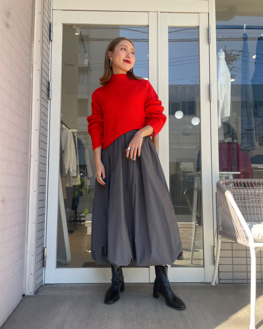 ロングスリーブドッキングバルーンワンピース