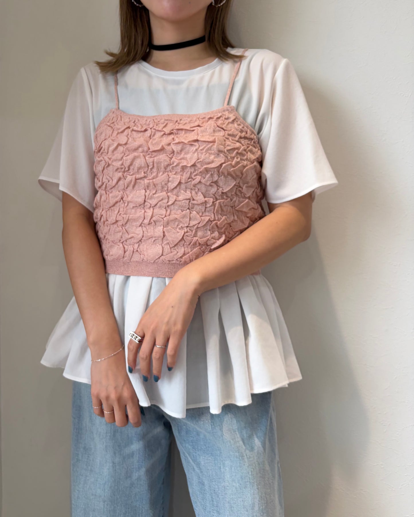 ストレッチシフォンフリルブラウス