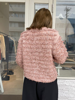 チュールフリンジニットカーディガン