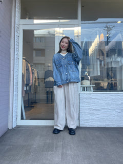 Vネックオーバーサイズデニムジャケット