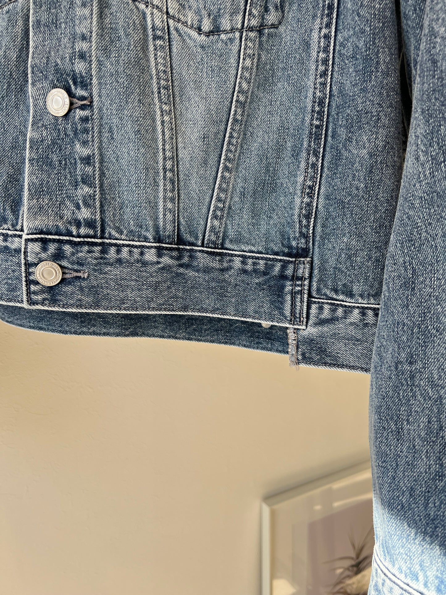 ノーカラーデニムジャケット