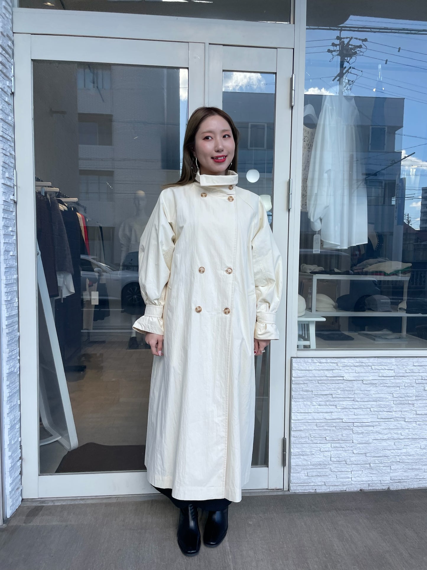 スタンドカラースプリングコート