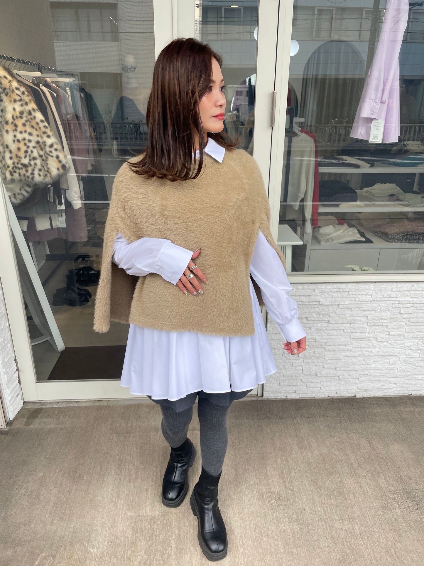 シャギーニットケープ