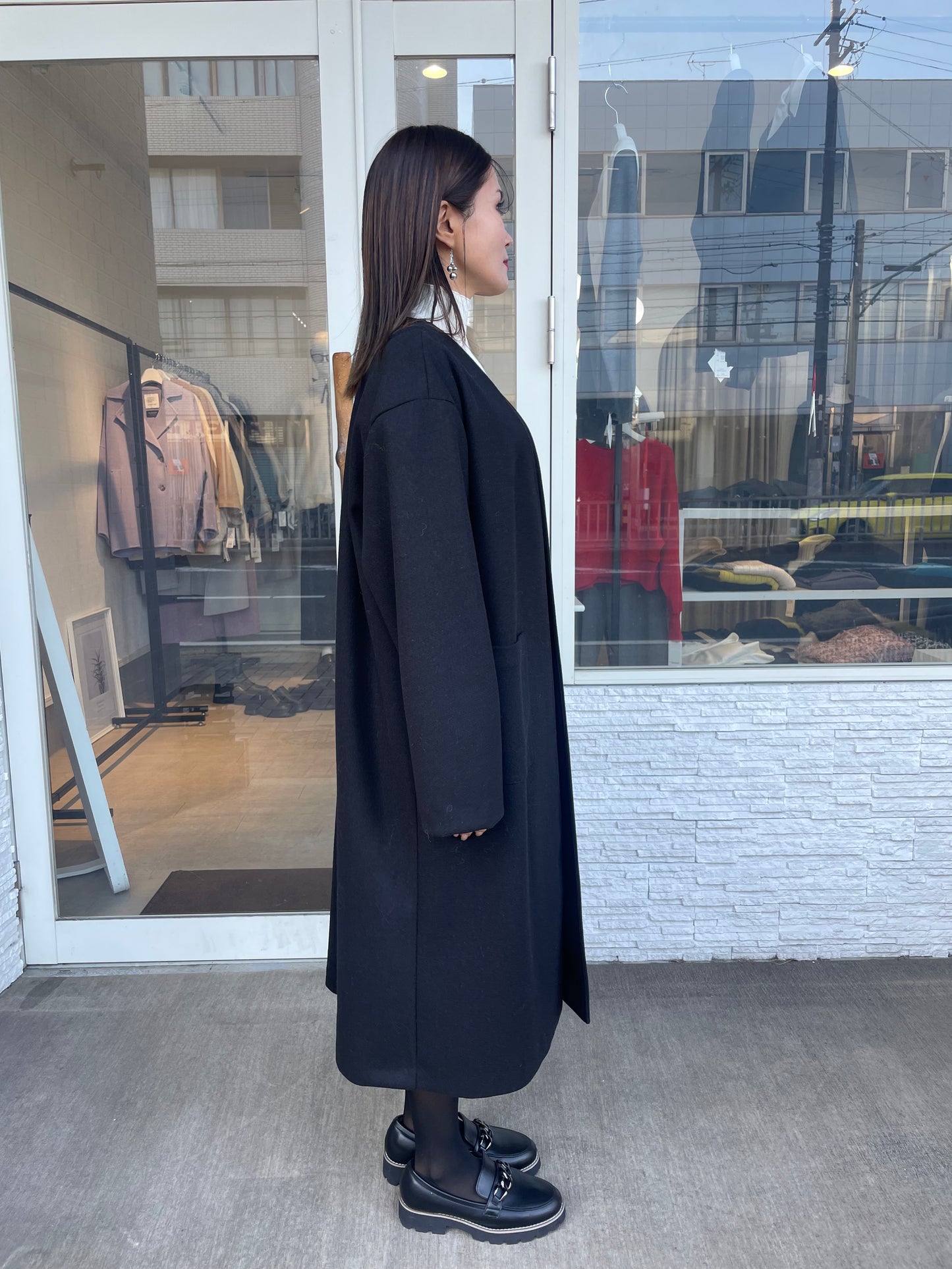 ウールライクロングカーディガン