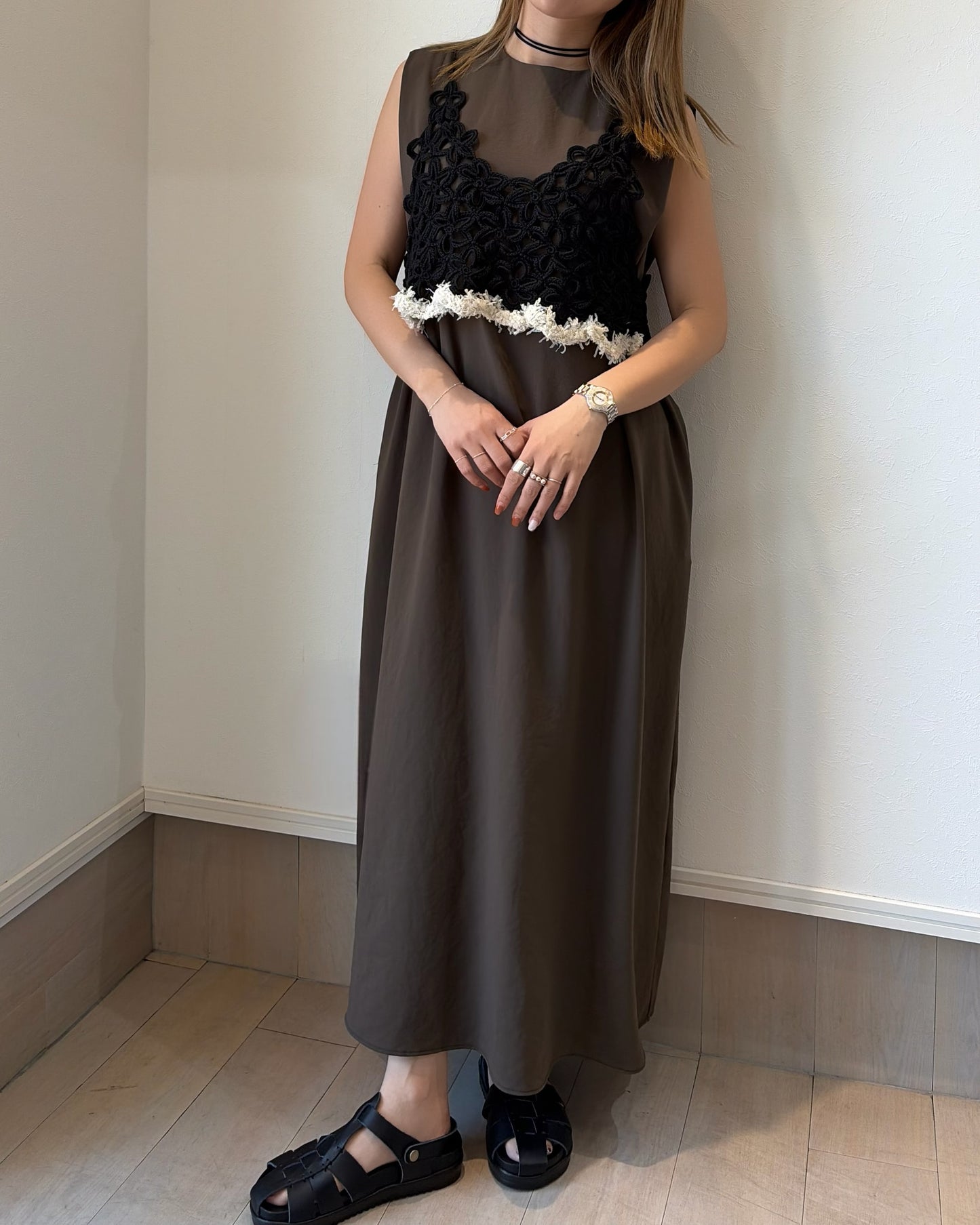 ストレッチシフォンワンピース