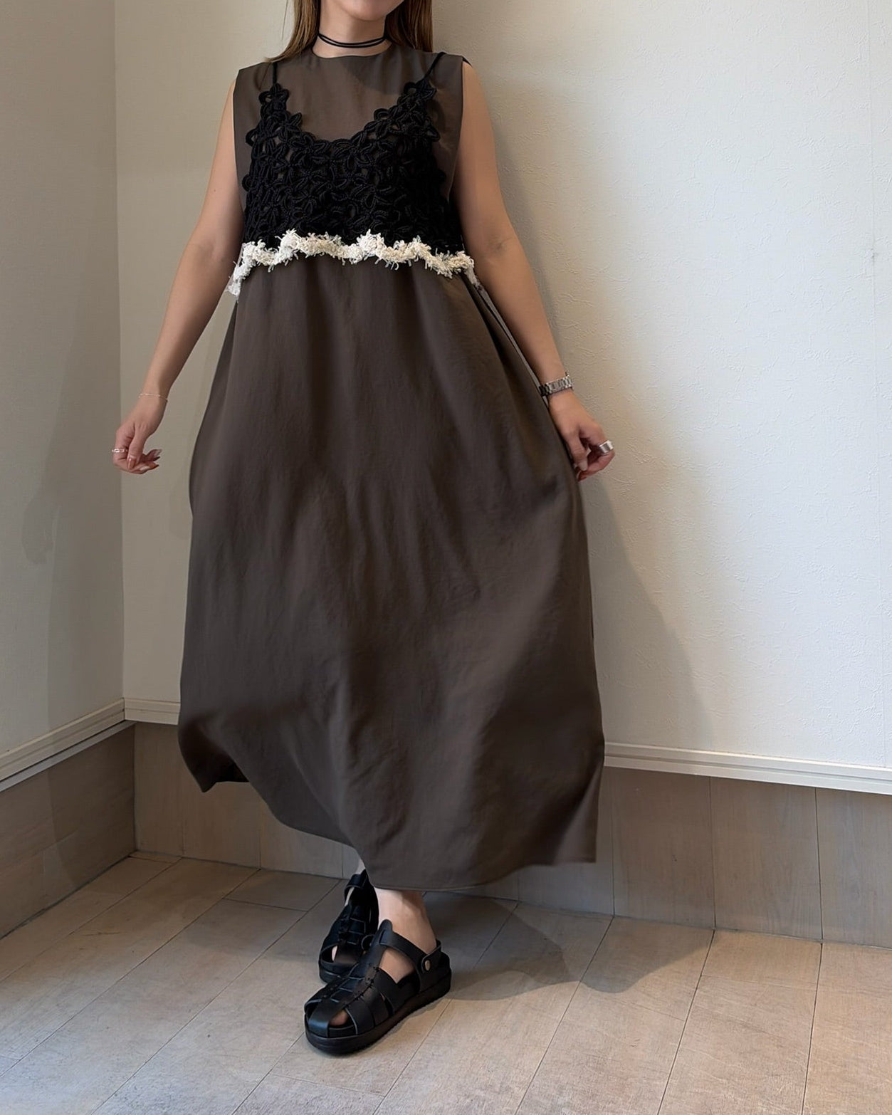 ストレッチシフォンワンピース