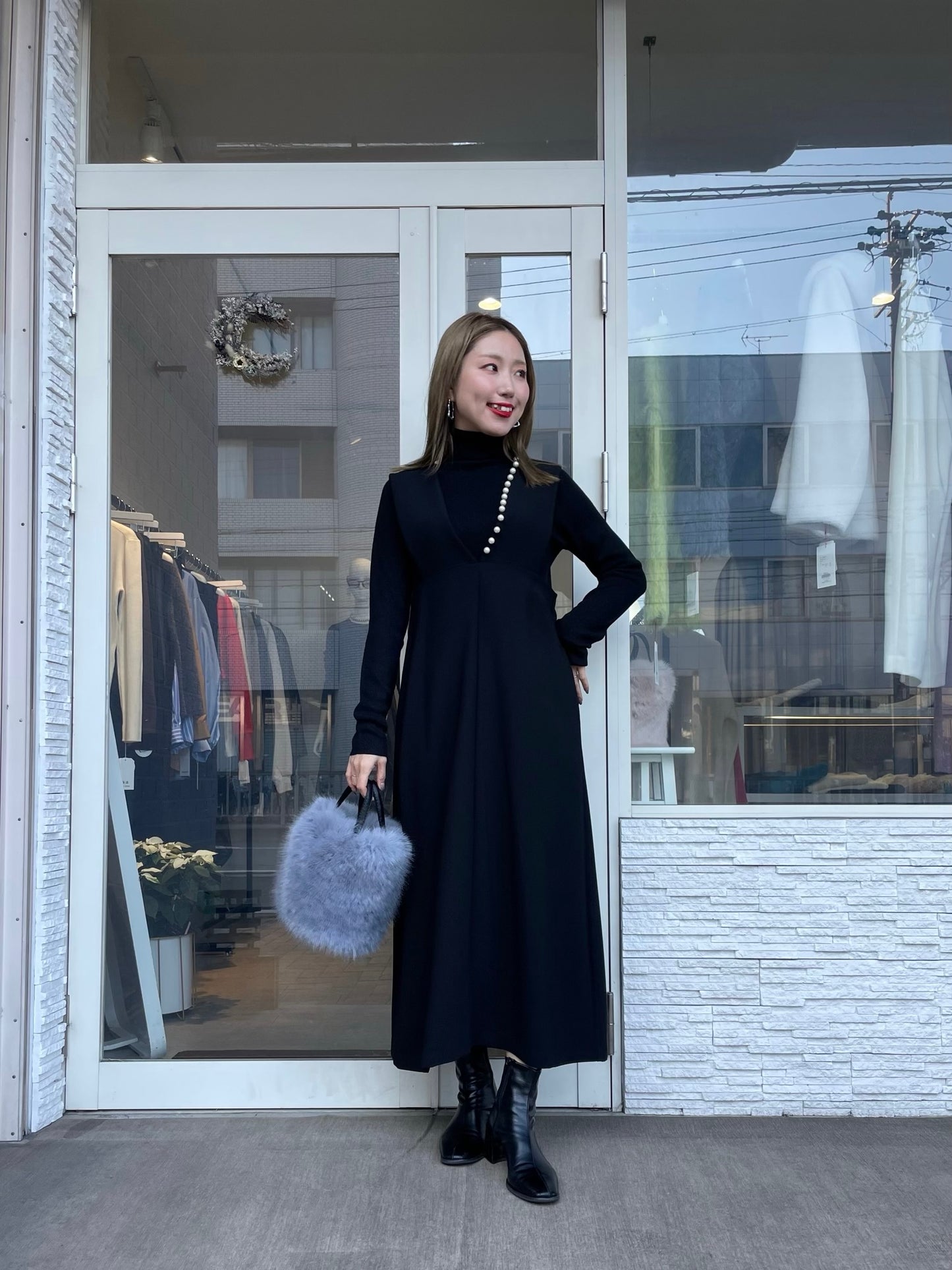 【再入荷】パールサスペンダーワンピース