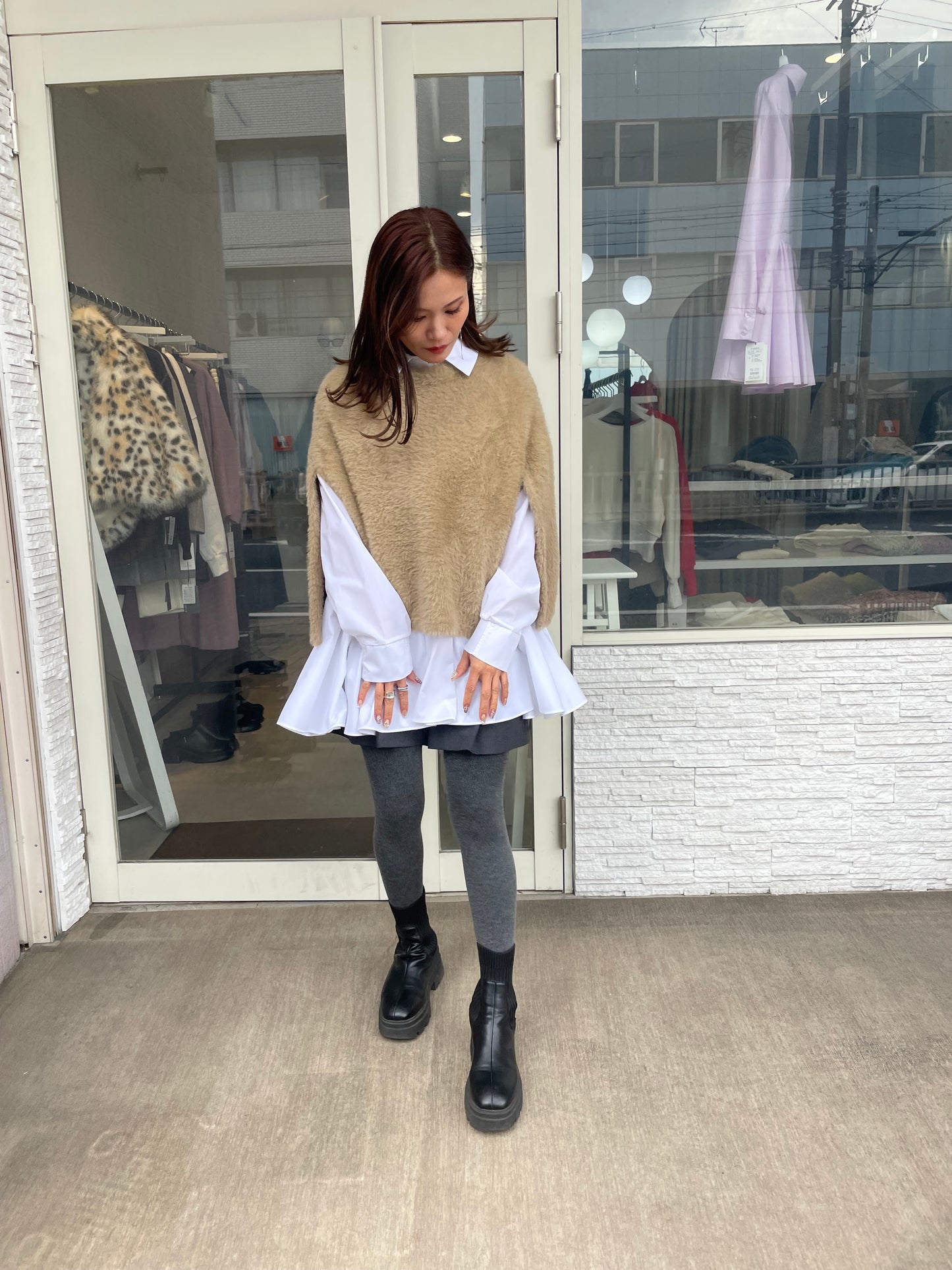 シャギーニットケープ