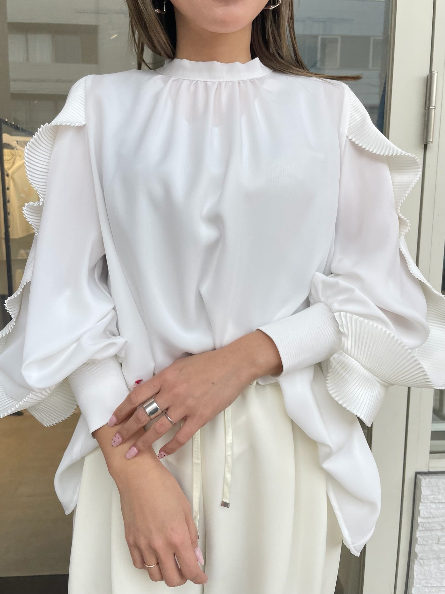 プリーツスリーブブラウス