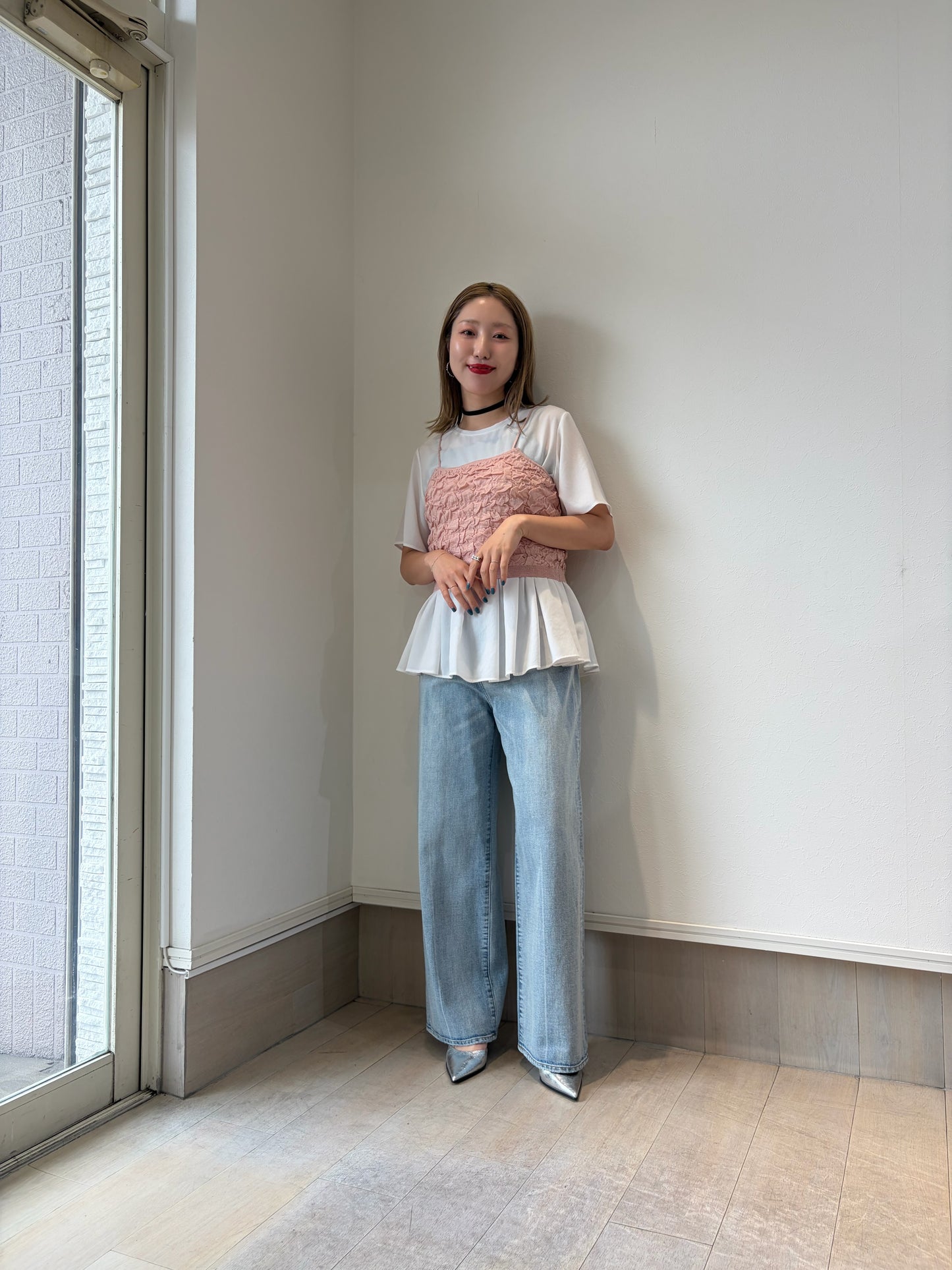 ストレッチシフォンフリルブラウス