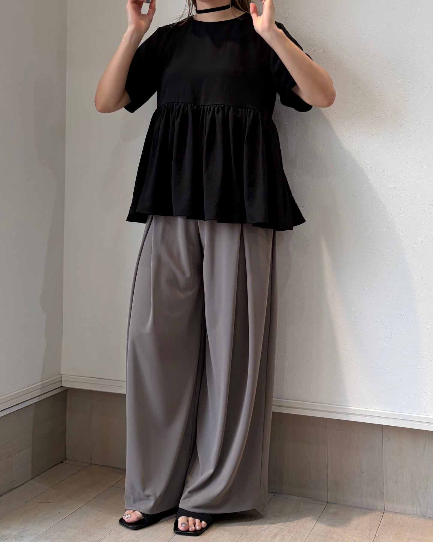 ストレッチシフォンフリルブラウス