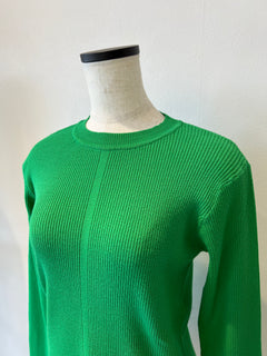 クルーネックリブニット