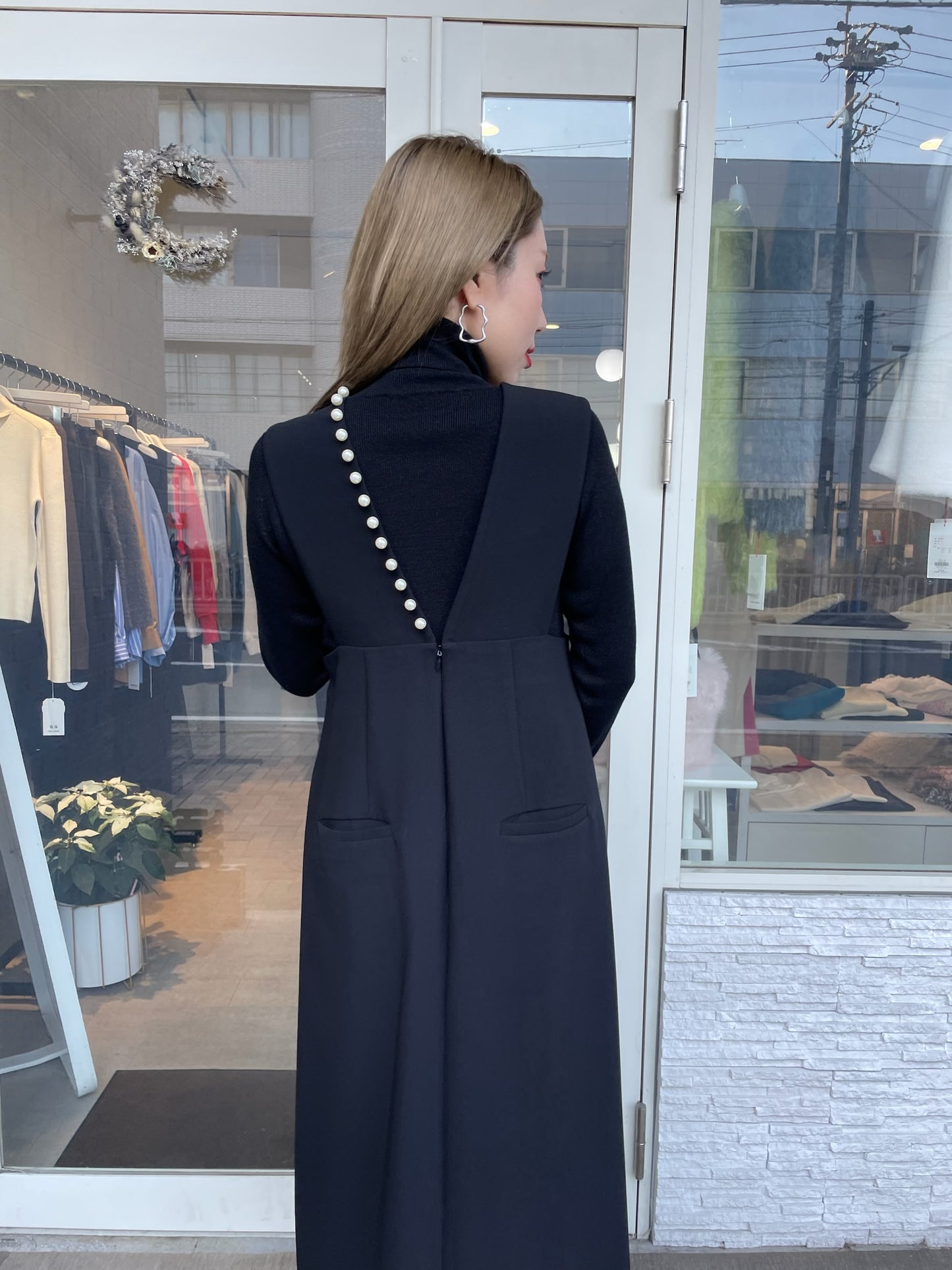 【再入荷】パールサスペンダーワンピース