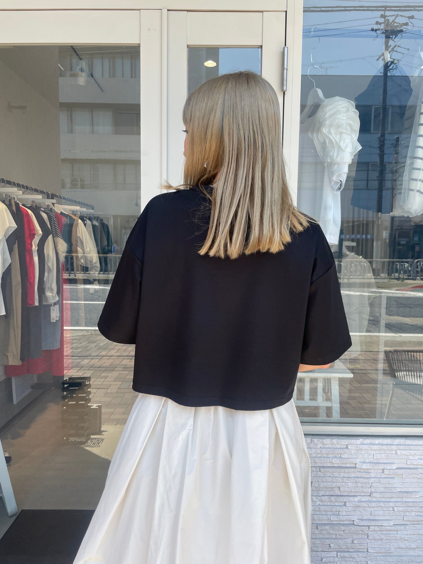 シルクブレンドクロップドTシャツ