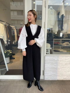 【再入荷】パールサスペンダーワンピース