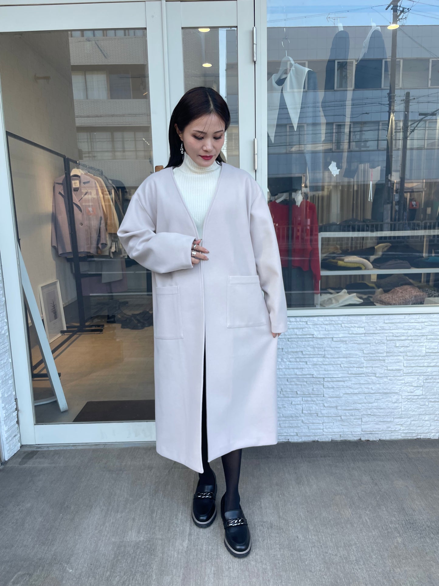 ウールライクロングカーディガン