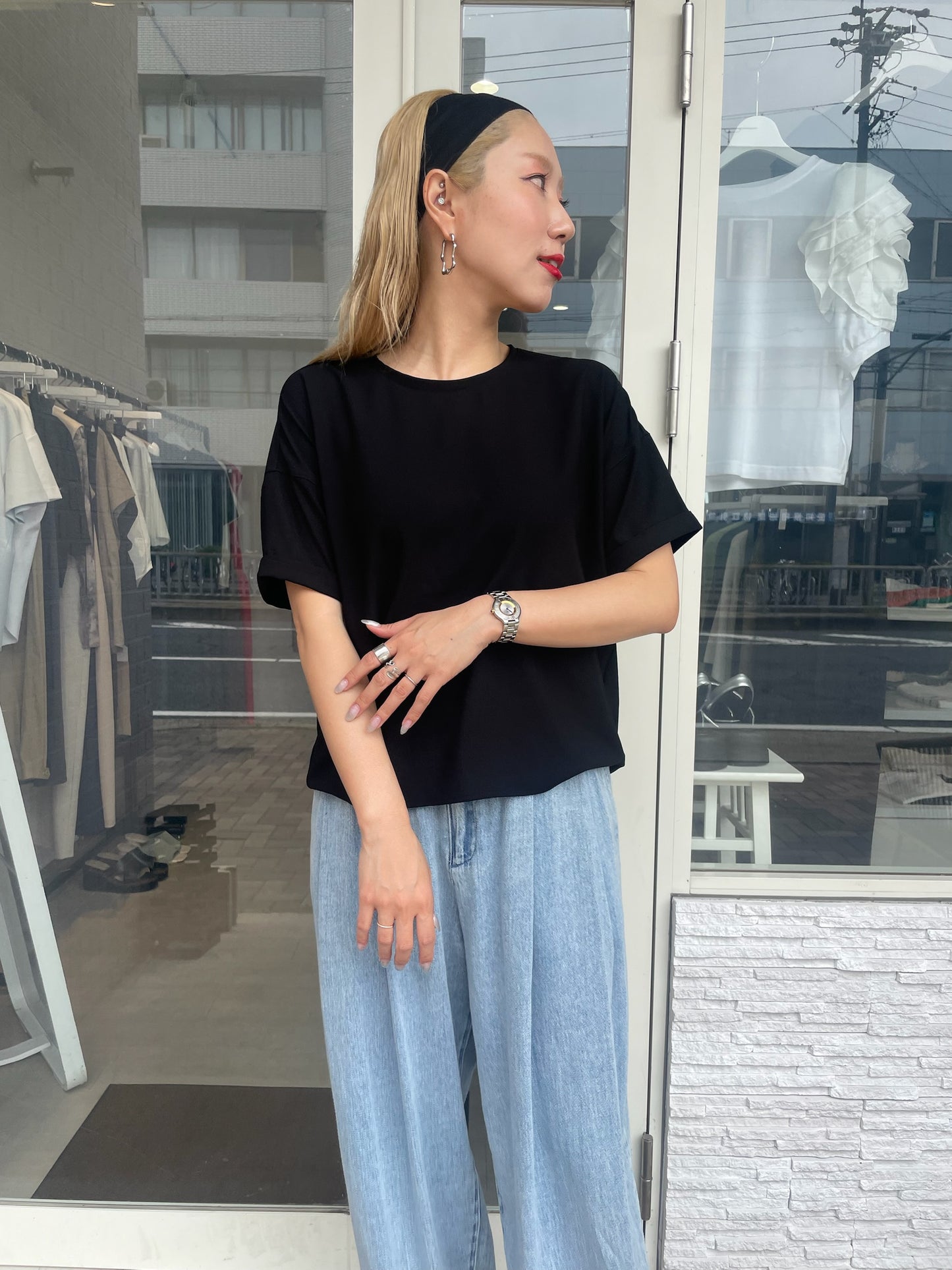 【再入荷】ストレッチシフォンブラウス